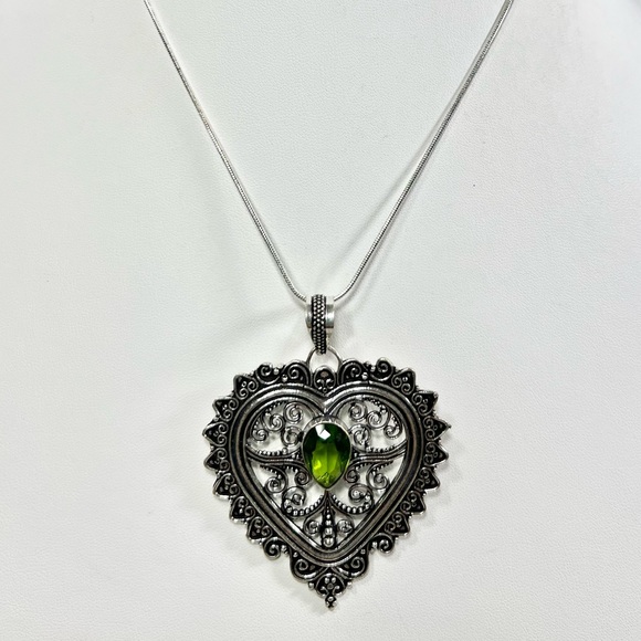 Peridot Rope Design 925 Pendant Bracelet Earrings & Chain - Picture 3 of 11